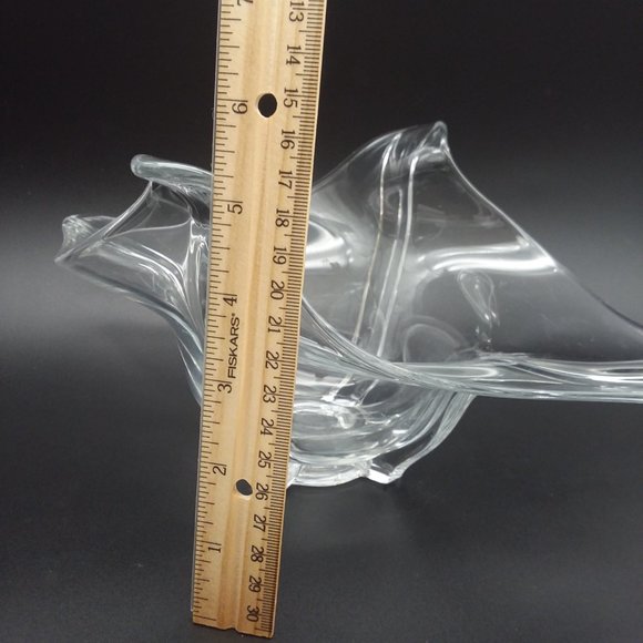 Vintage Duncan & Miller Venetian Clear Glass Bowl Dish Wavy Elegant Candy MCM - Picture 6 of 6